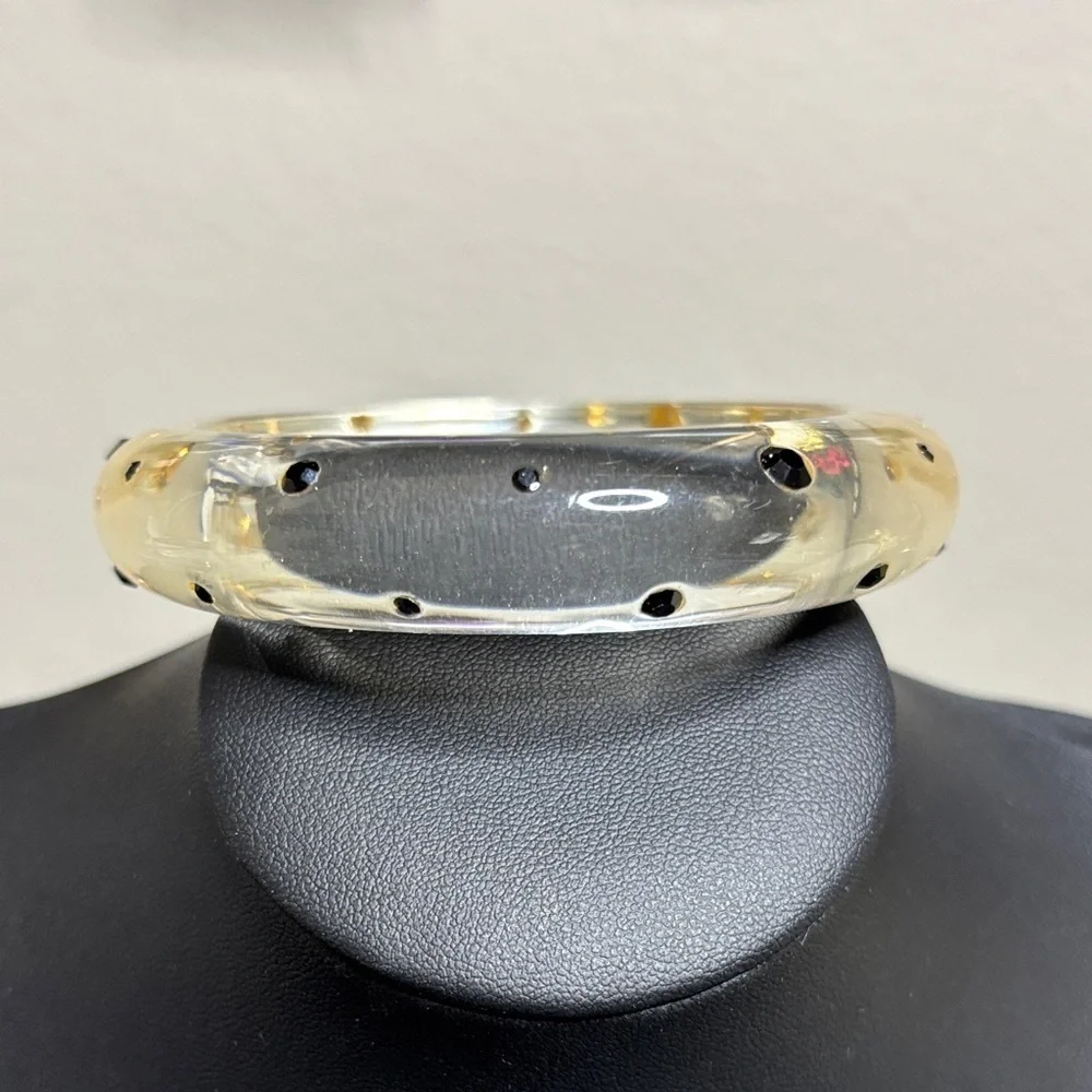 Elegant Vintage Retro Pinup Clear and Black Polka Dot Bracelet